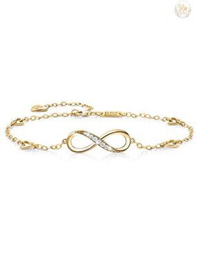 925 Sterling Silver Infinity Anklet Bracelet Adjustable Lobster Clasp